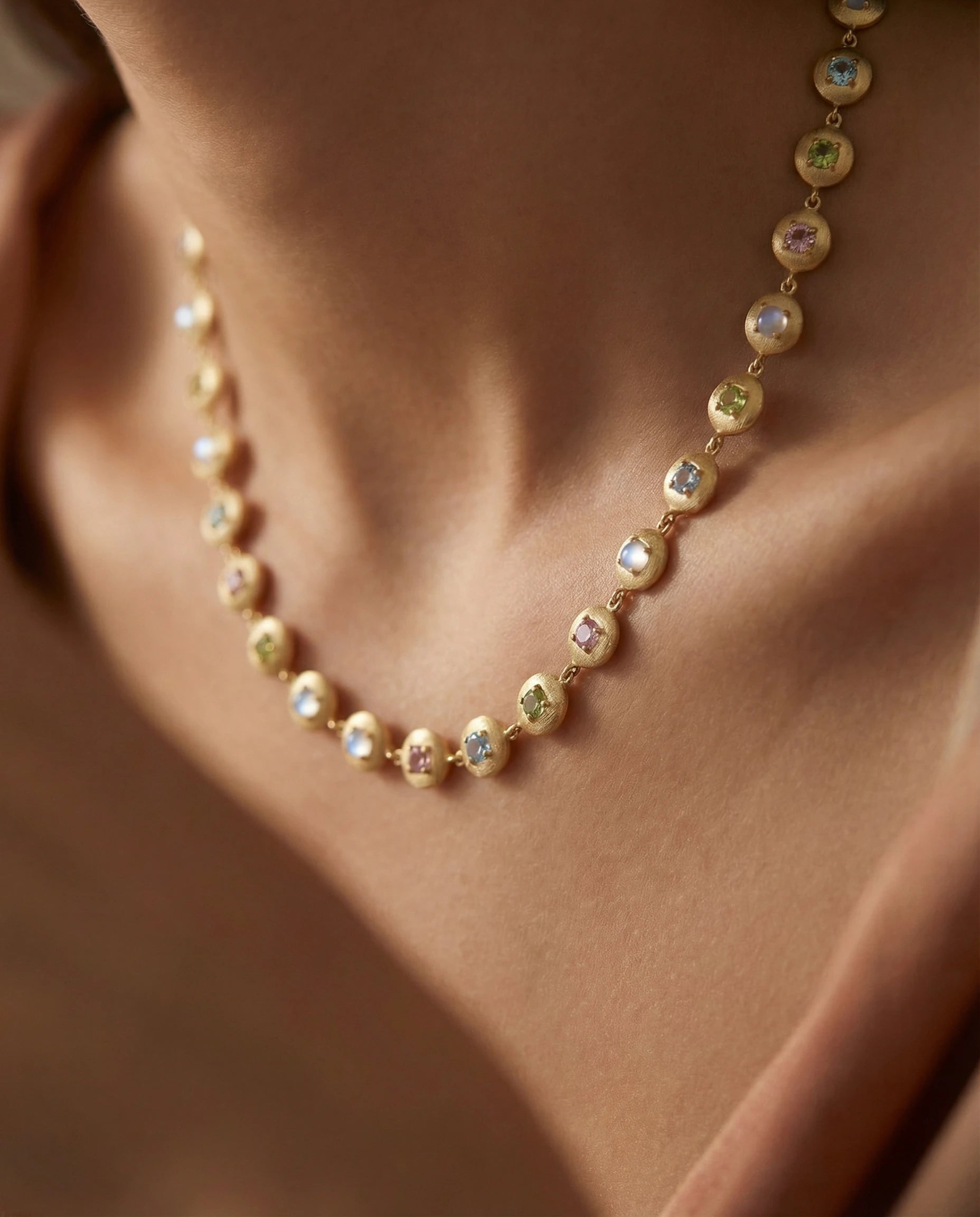 Pastel Gemstone Bauble Tennis Necklace