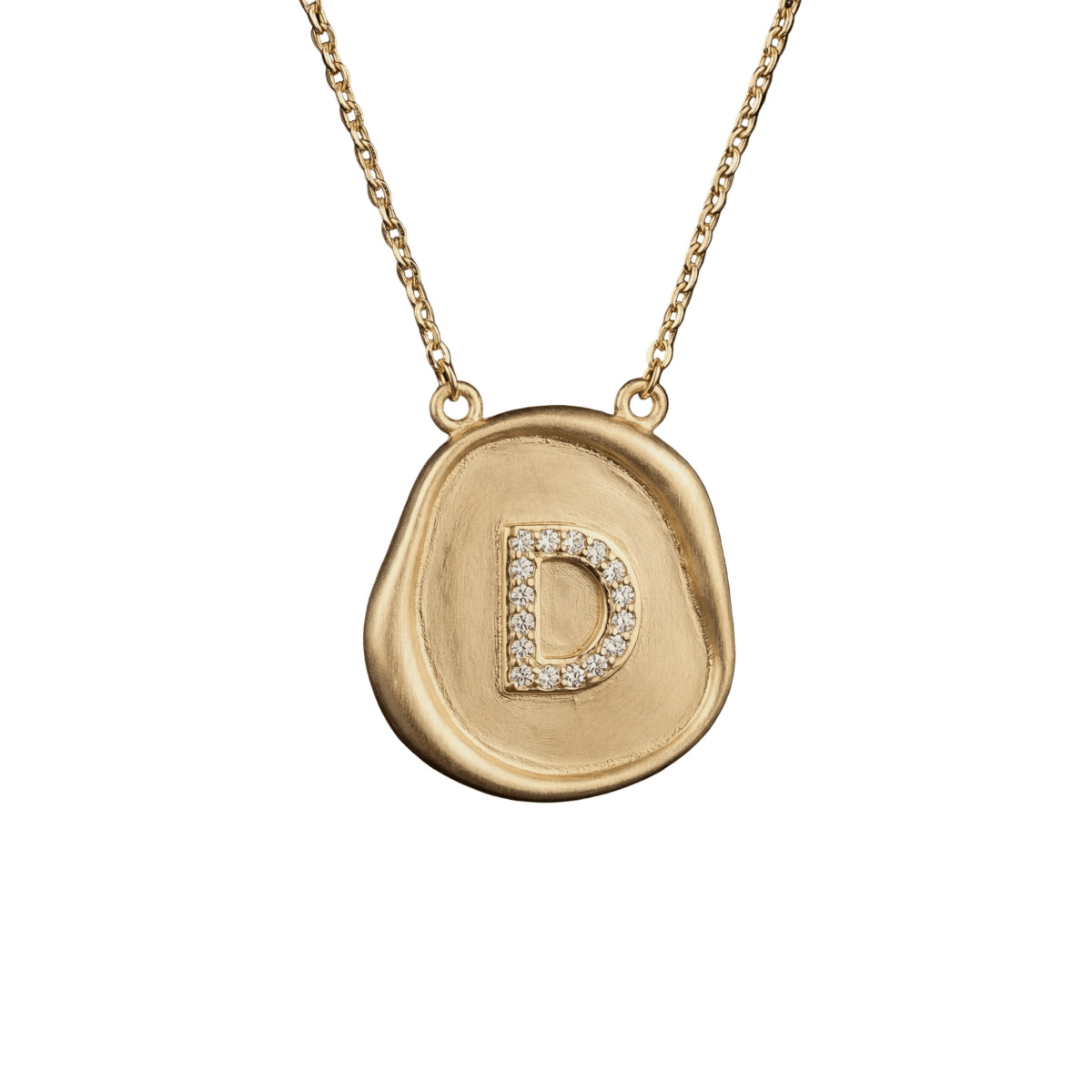 14k gold Necklaces - Asymmetric Wax Seal Initial Pendant - Corvo Jewelry by Lily Raven