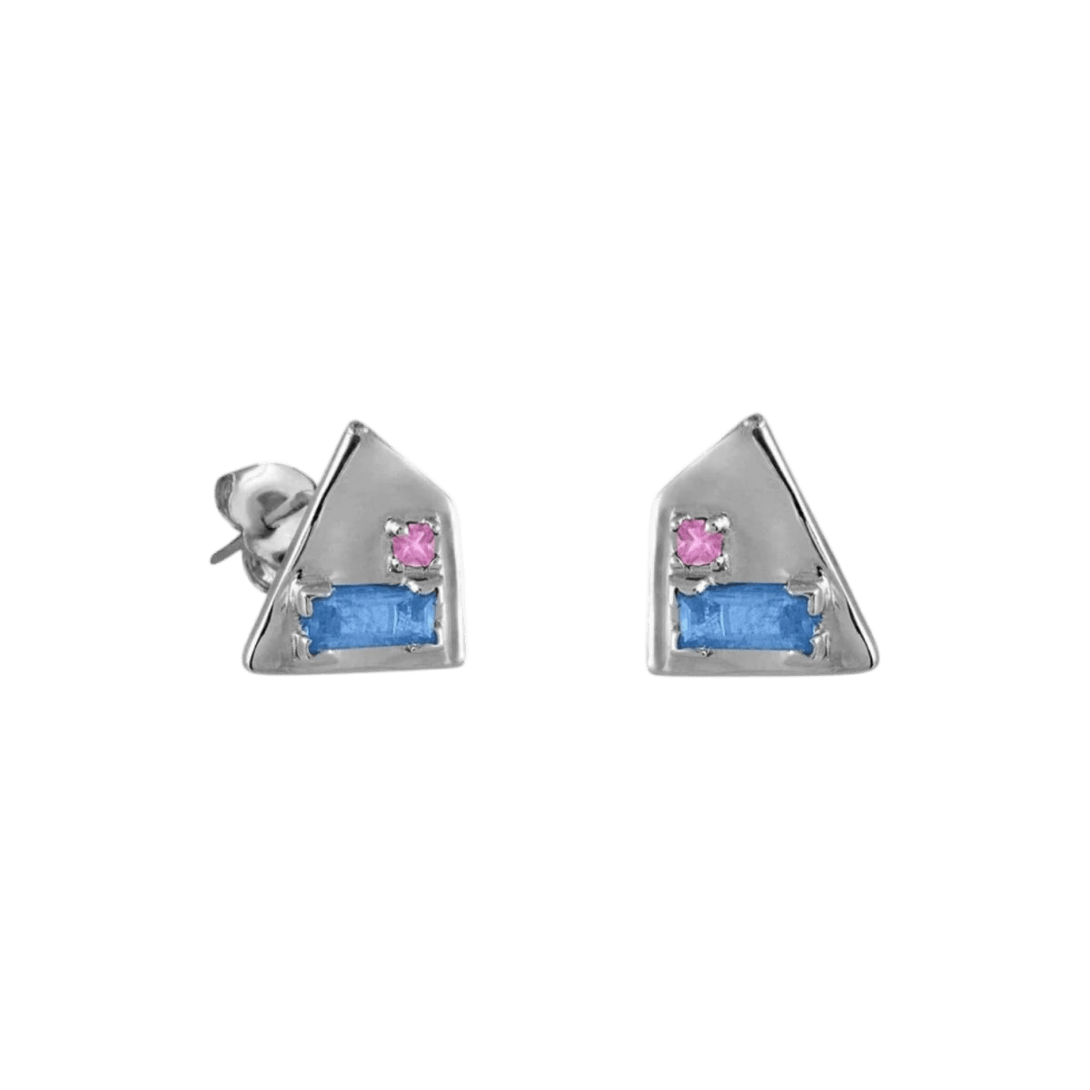 14k gold Earrings - Corvus Aquamarine and Pink Sapphire Earrings - Corvo Jewelry by Lily Raven