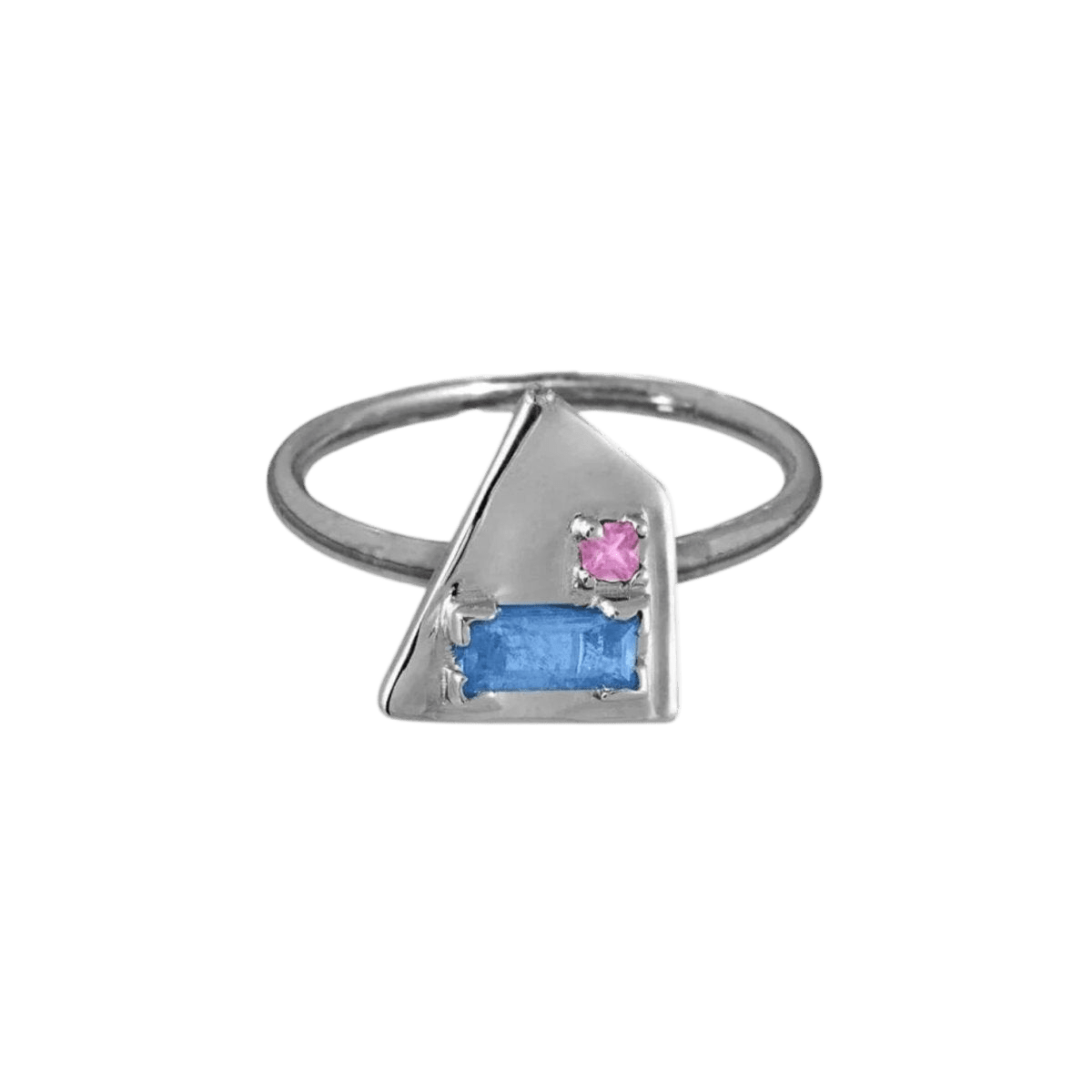 14k gold Rings - Corvus Aquamarine and Pink Sapphire Ring - Corvo Jewelry by Lily Raven