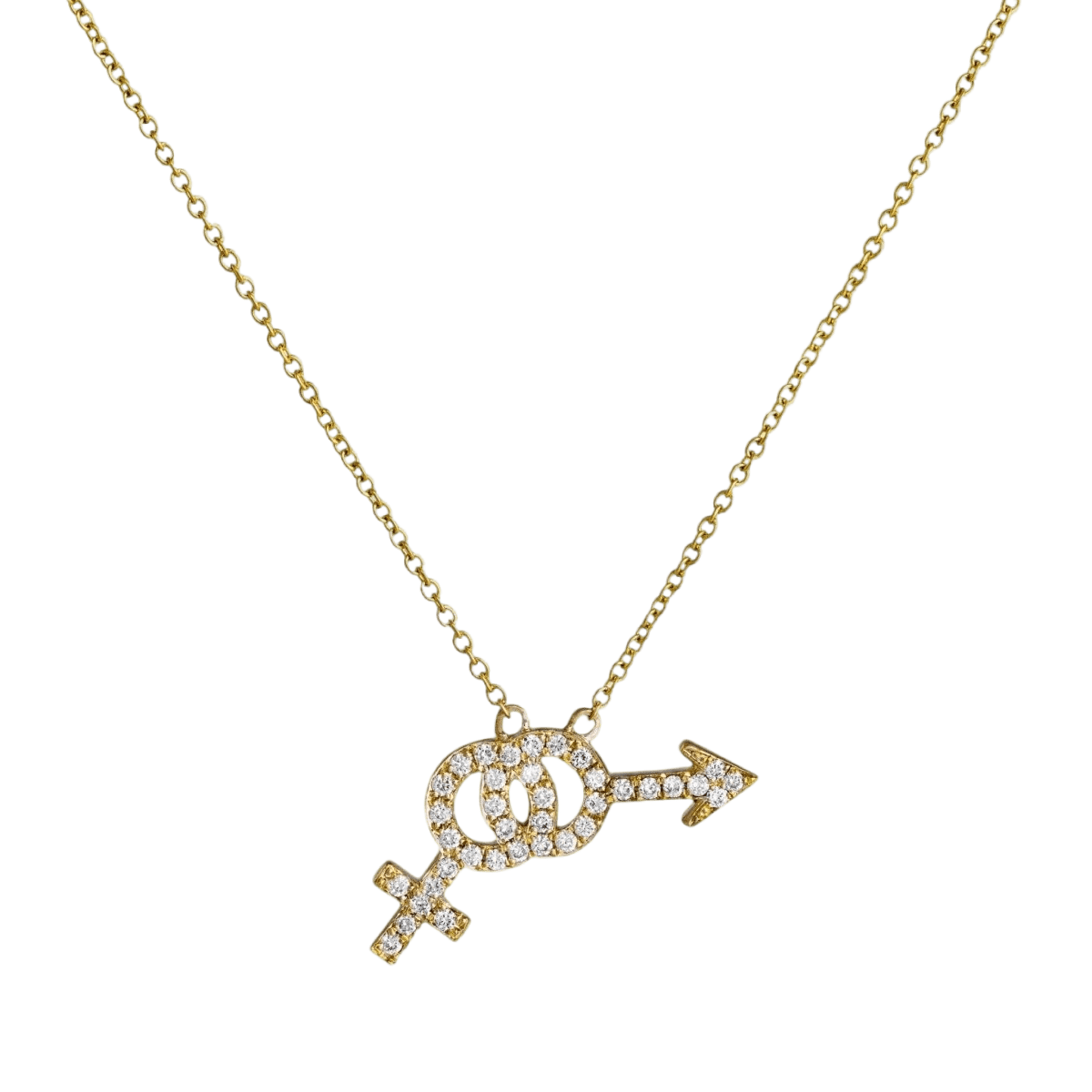 14k gold Necklace - Pavé Bisexual Symbol Necklace - Corvo Jewelry by Lily Raven