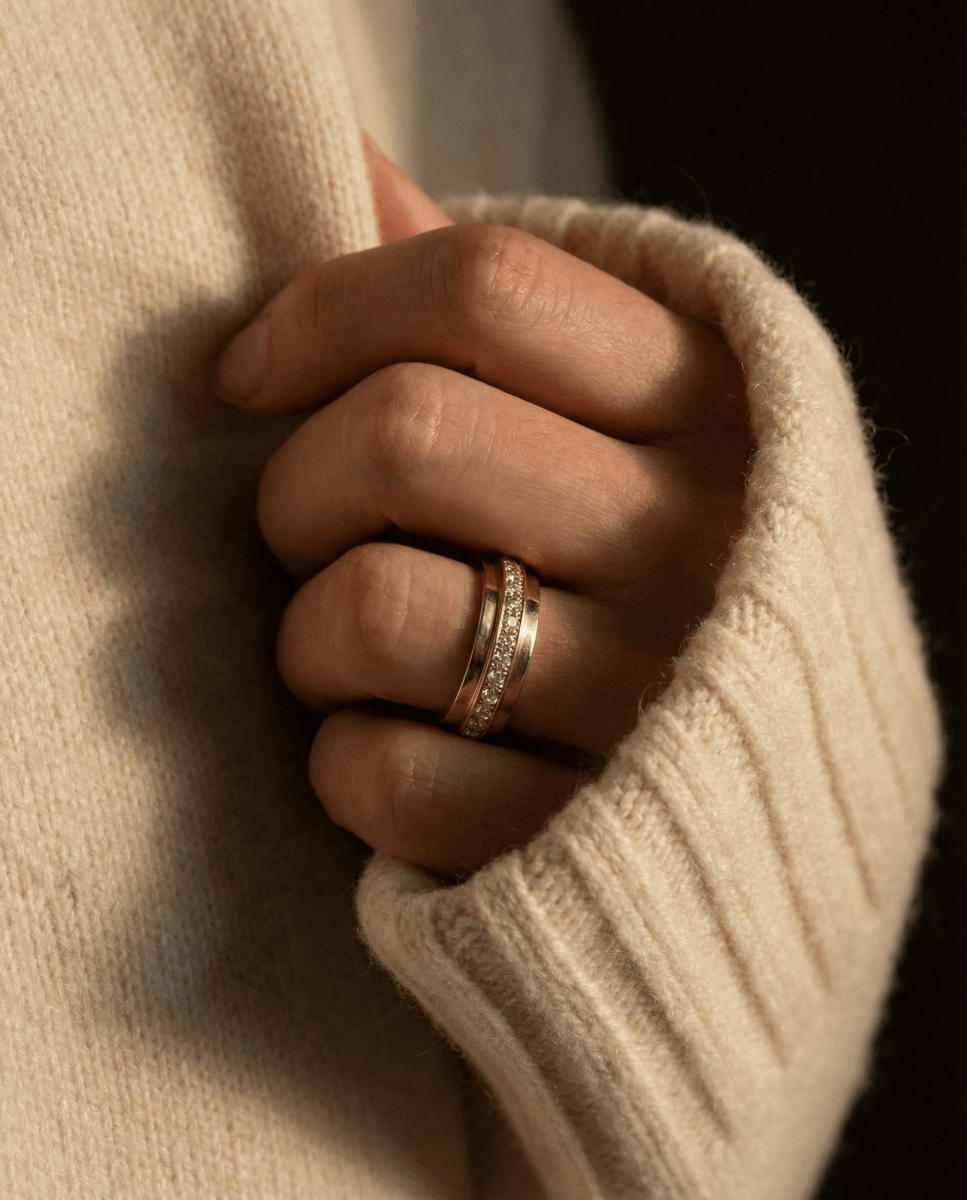 14k gold Rings - Pavé Diamond Tier Ring - Corvo Jewelry by Lily Raven