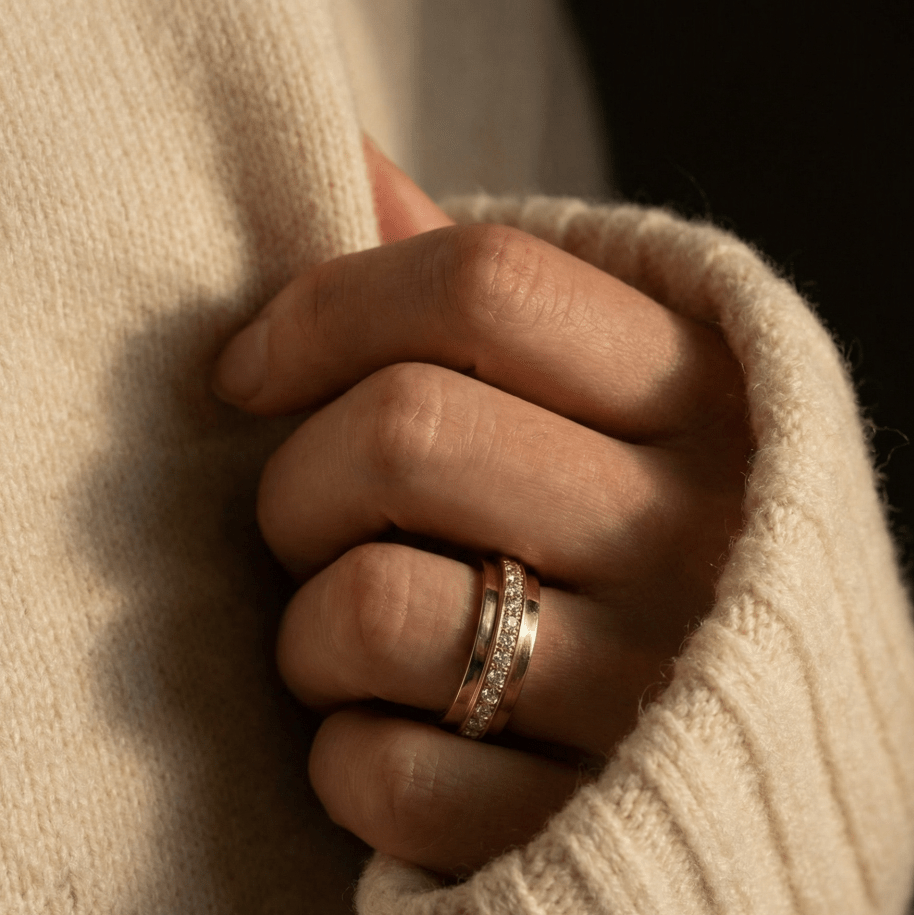 14k gold Rings - Pavé Diamond Tier Ring - Corvo Jewelry by Lily Raven