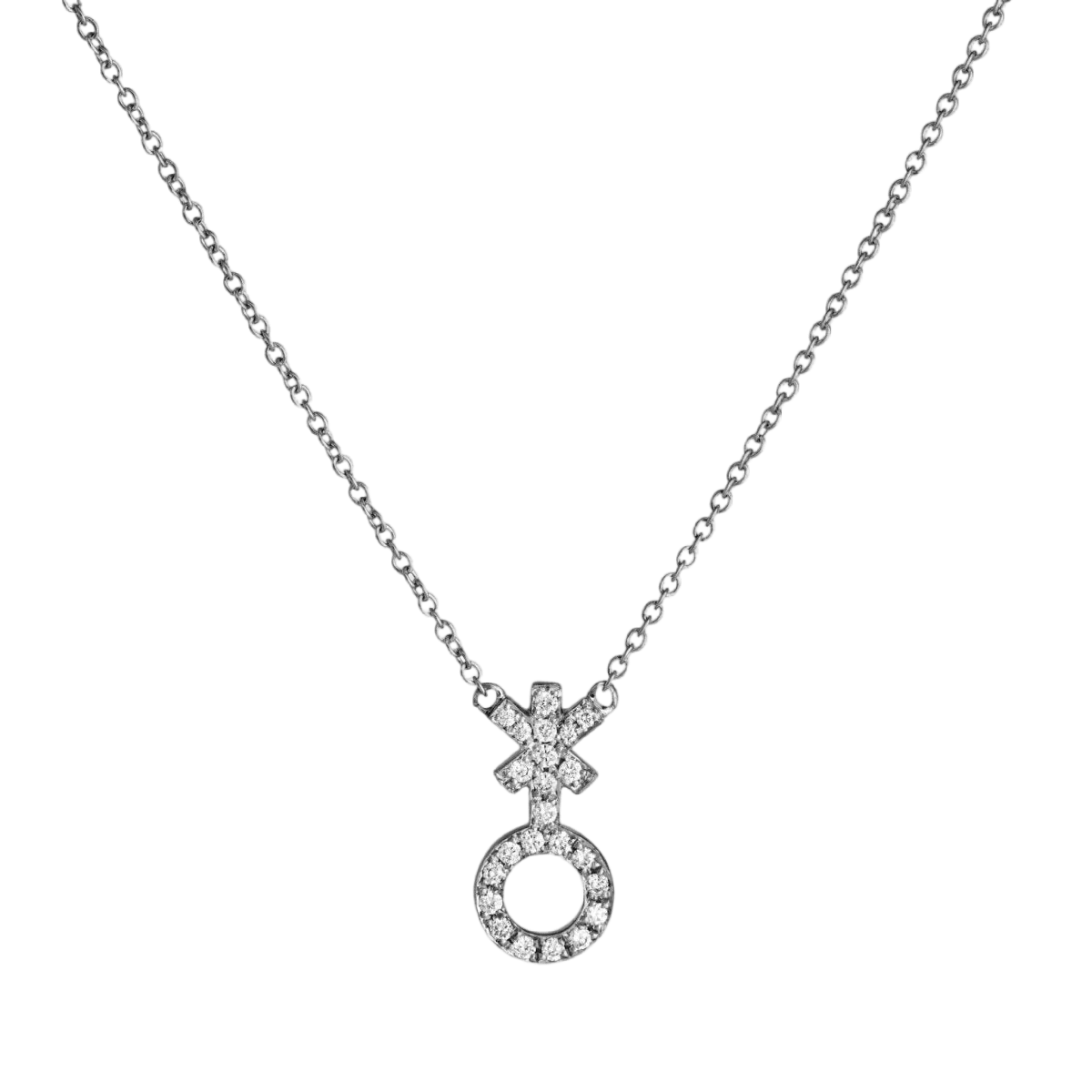 14k gold Necklace - Pavé Non - Binary Symbol Necklace - Corvo Jewelry by Lily Raven
