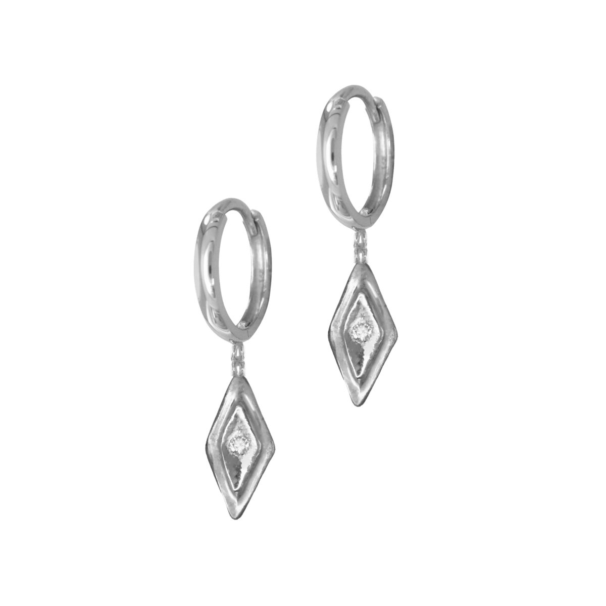 14k gold Earrings - Petite Diamond Rhombus Dangle Earrings - Corvo Jewelry by Lily Raven