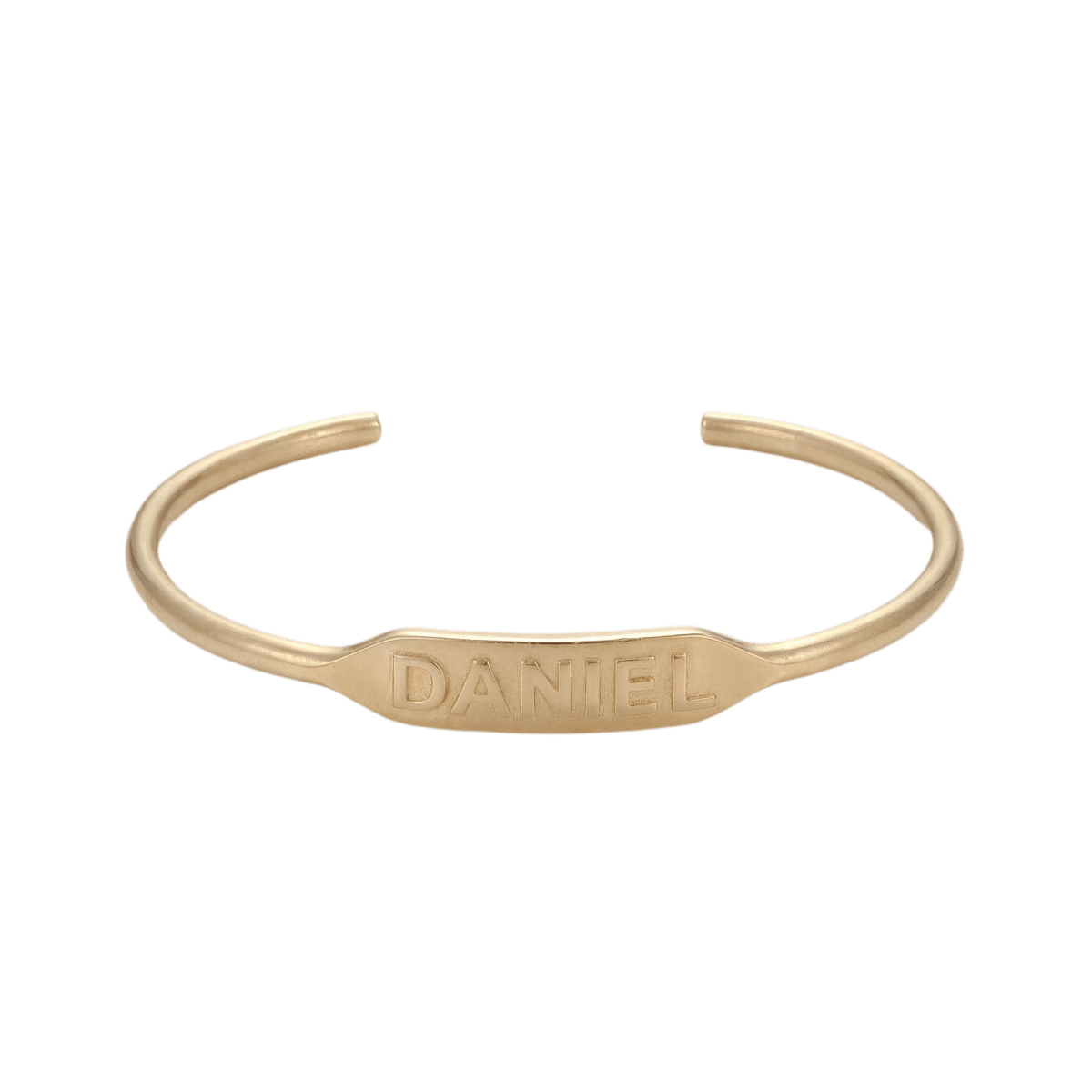 14k gold Bracelet - Raised Nameplate Cuff Bracelet - Corvo Jewelry by Lily Raven