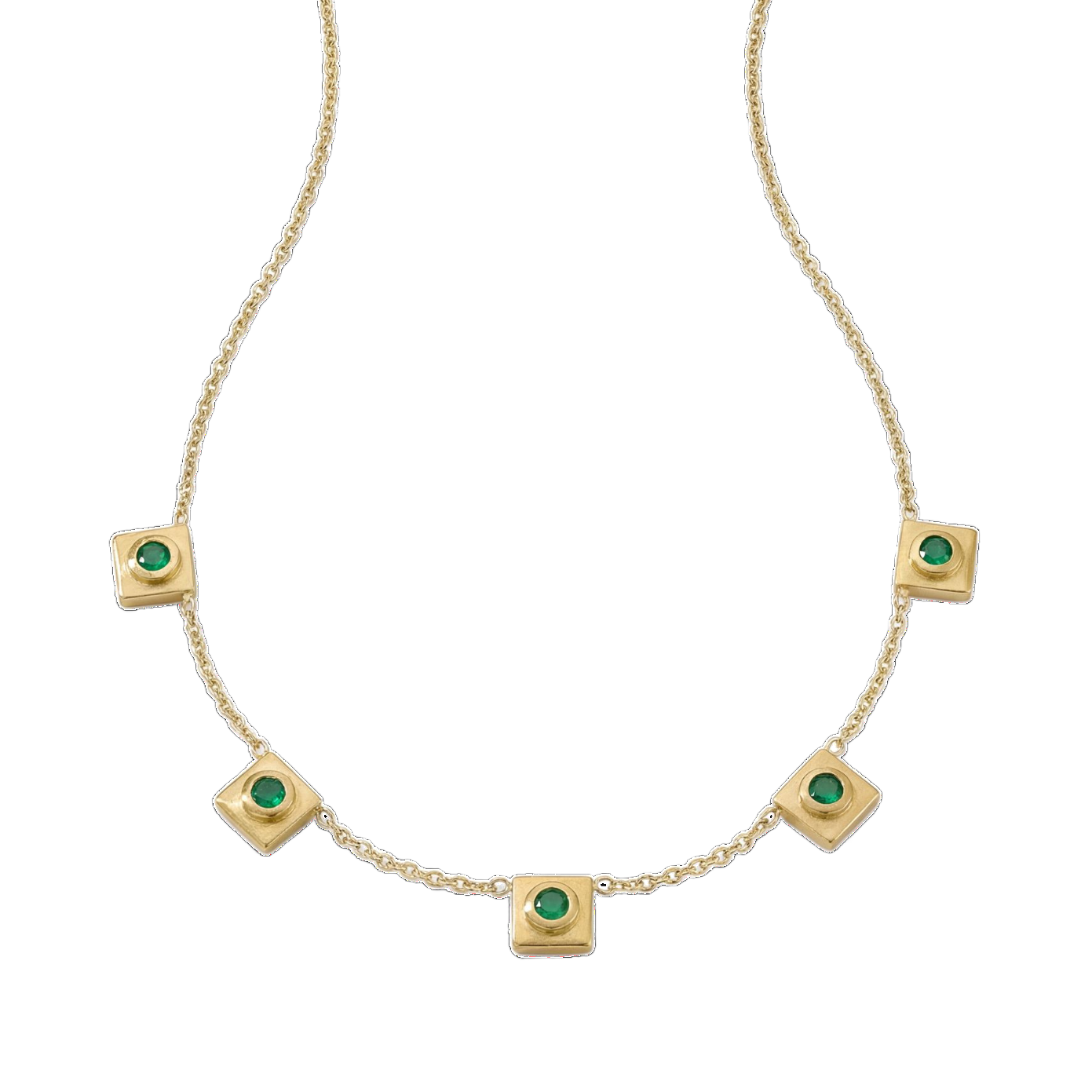 Squared Circle Emerald Station Necklace