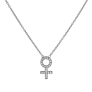 Pavé Female Venus Symbol Necklace - Corvo Jewelry By Lily Raven - 14k Gold Jewelry