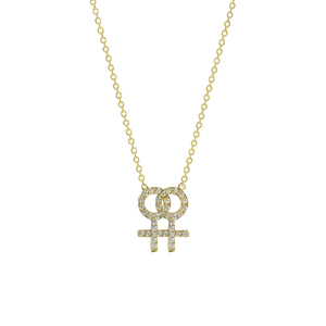 Pavé Lesbian Symbol Necklace - Corvo Jewelry By Lily Raven - 14k Gold Jewelry