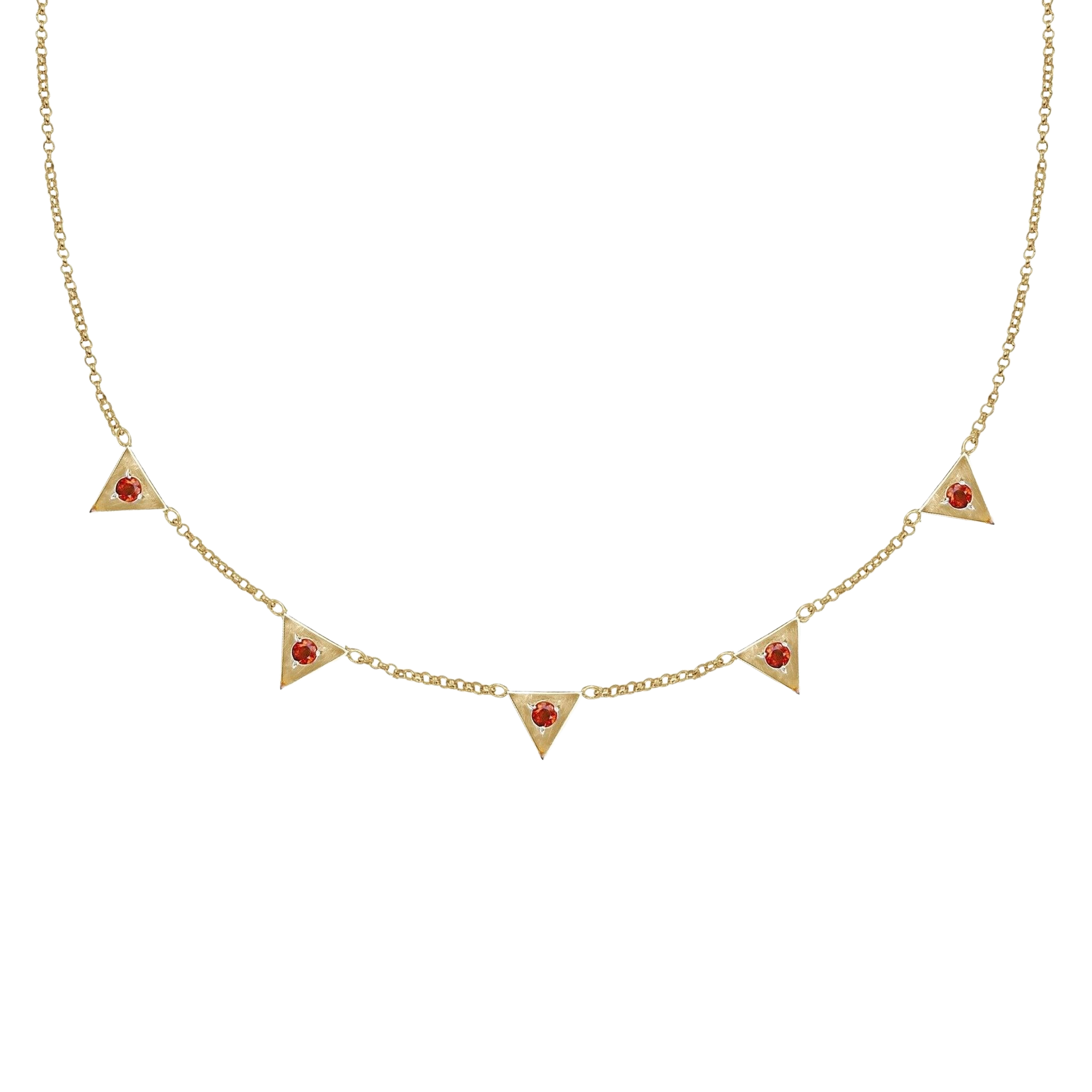 Triangle Citrine Station Necklace - Corvo Jewelry By Lily Raven - 14k Gold Jewelry