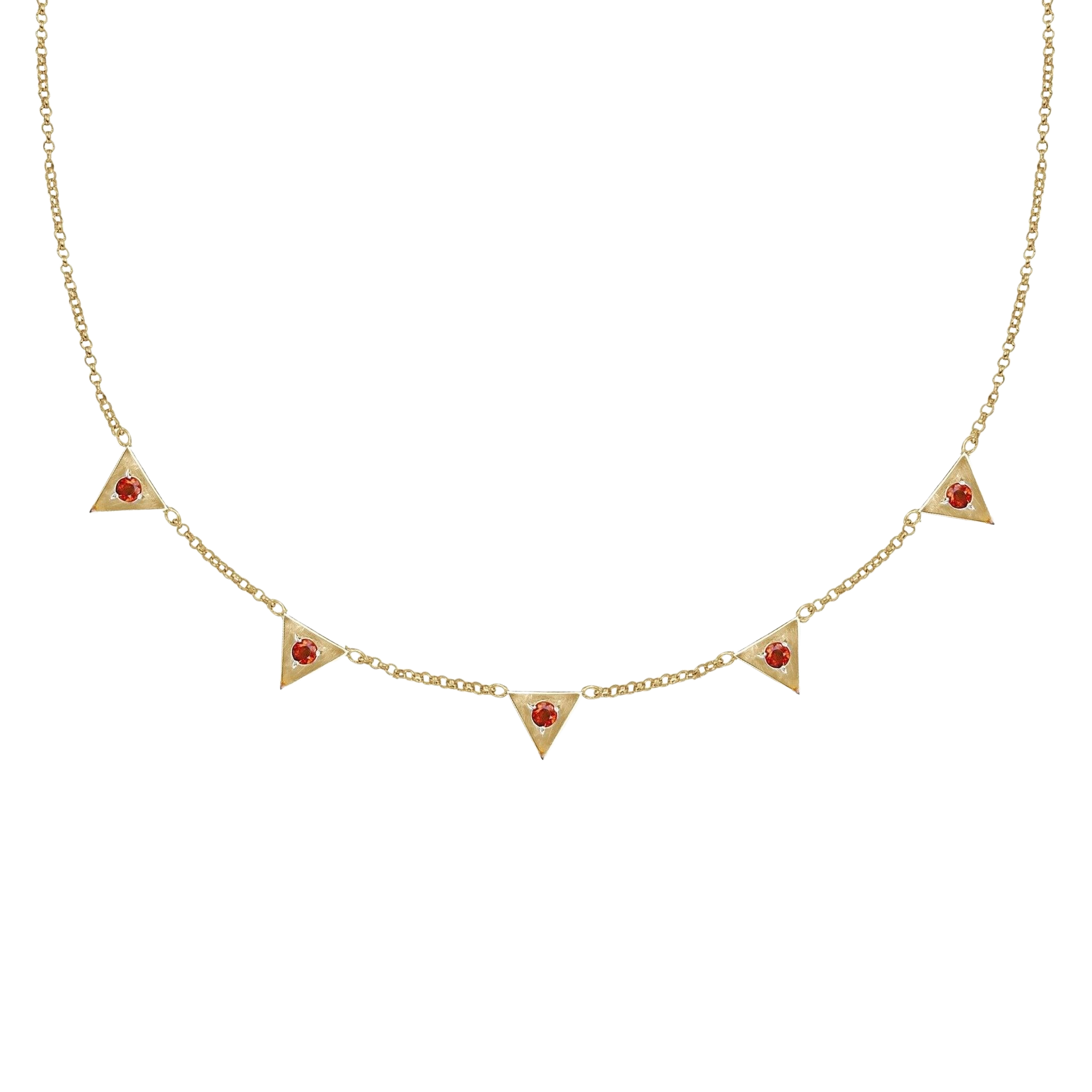 Triangle Citrine Station Necklace - Corvo Jewelry By Lily Raven - 14k Gold Jewelry