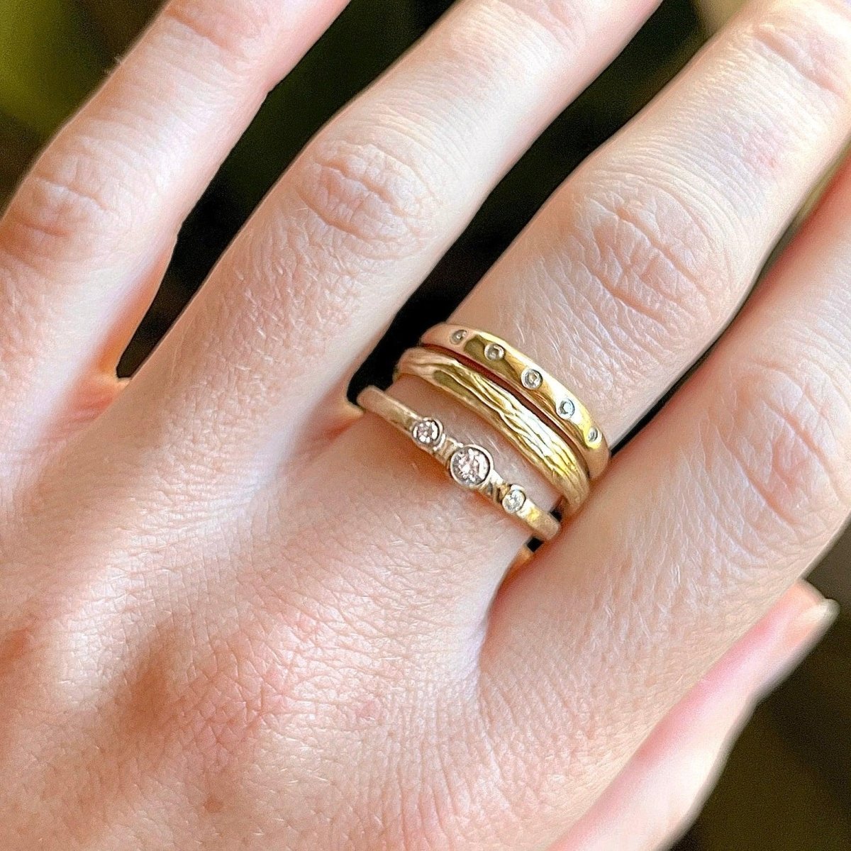14k gold Rings - Timeless Diamond Stacking Ring - Corvo Jewelry by Lily Raven