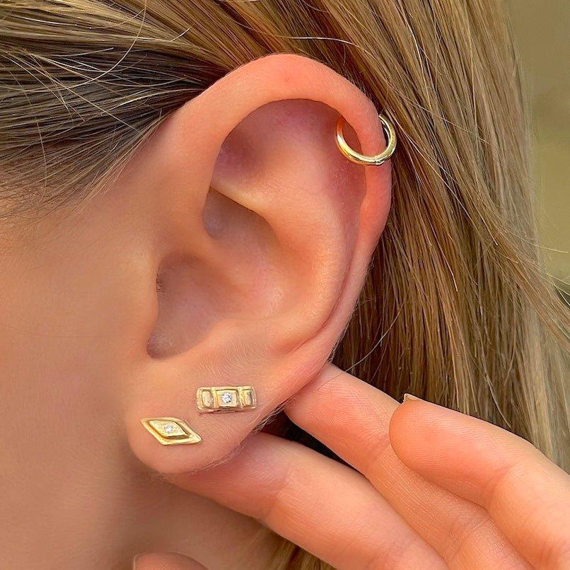 Petite Diamond Rectangle Studs - Corvo Jewelry By Lily Raven - 14k Gold Jewelry