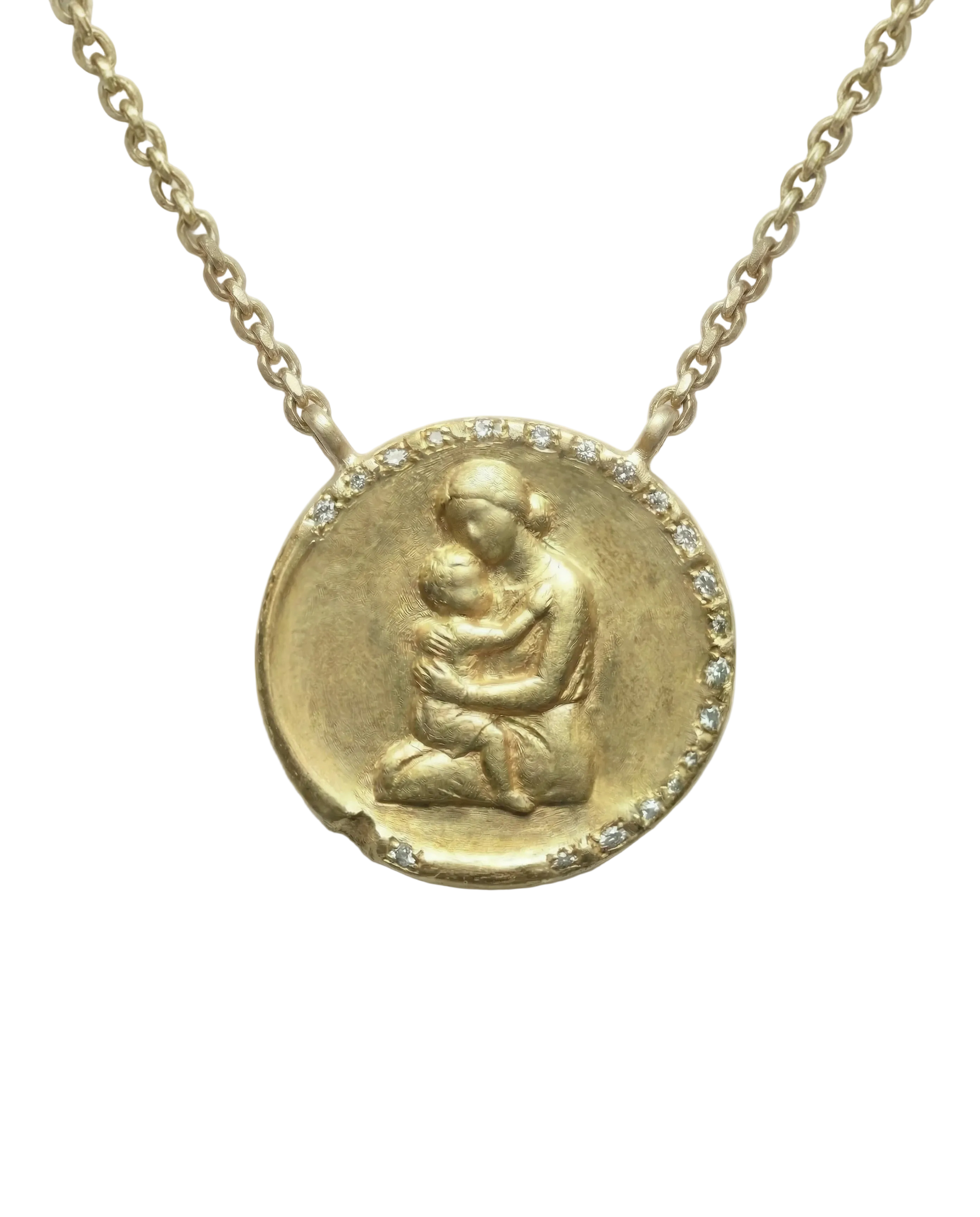 A Mother’s Embrace Ancient Diamond Coin Necklace