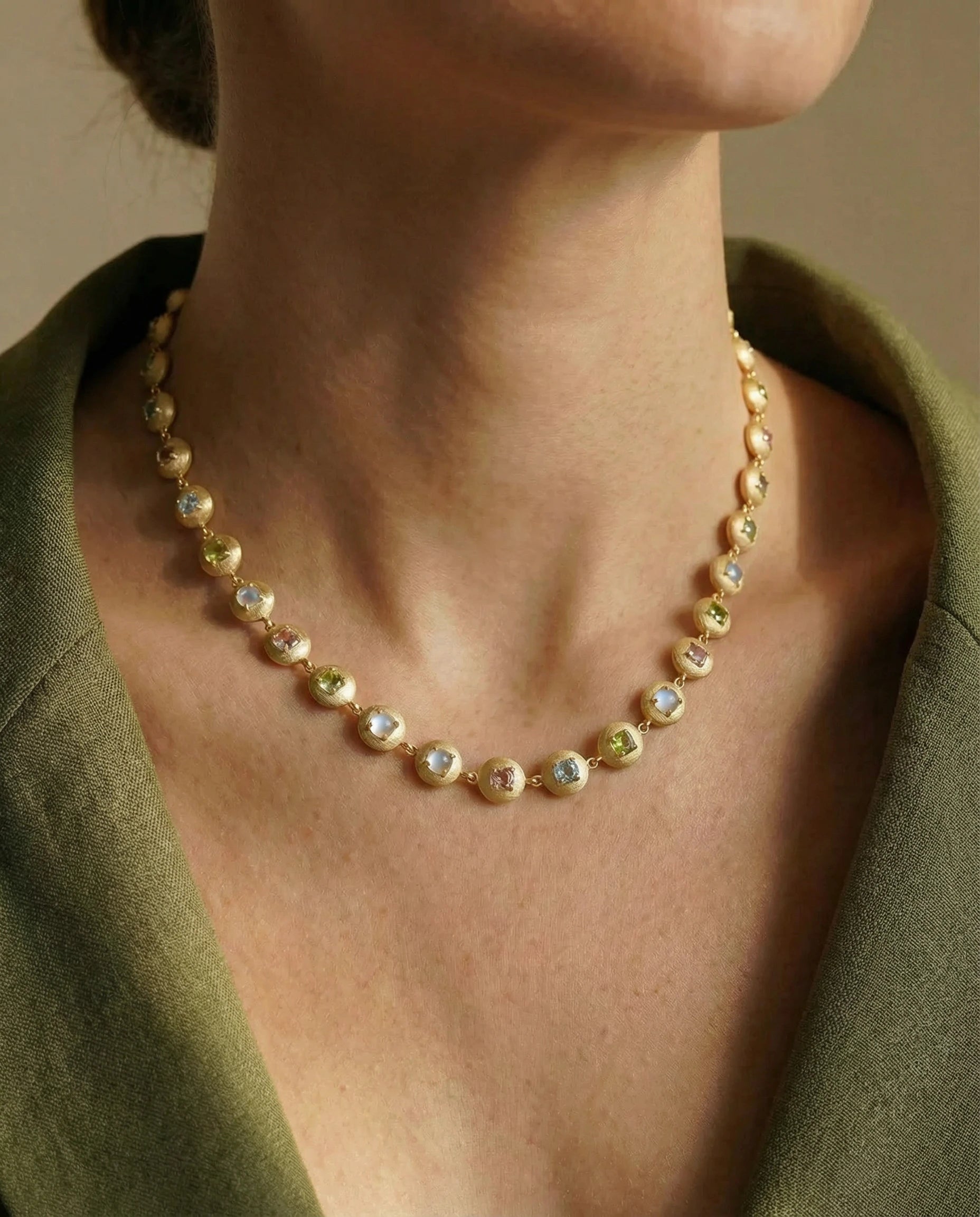 Pastel Gemstone Bauble Tennis Necklace