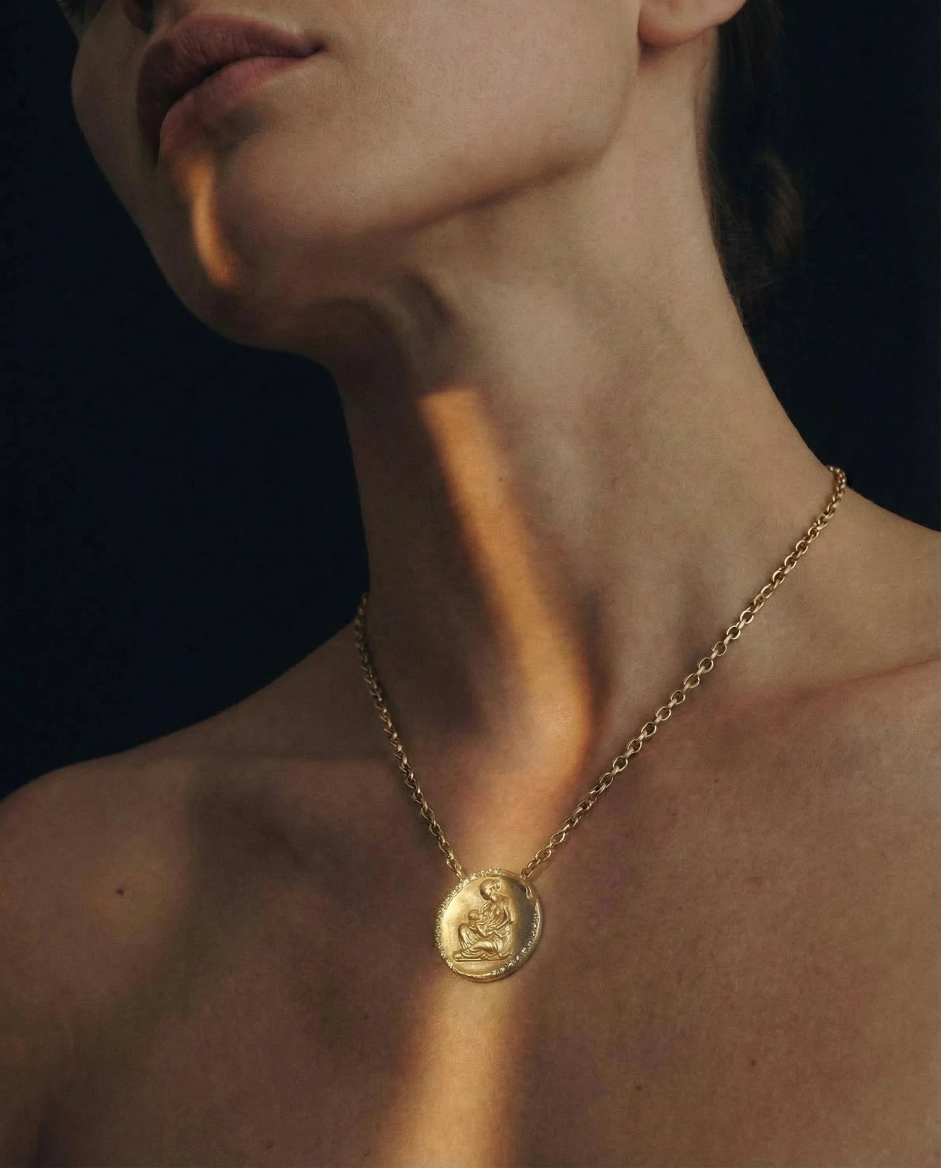 Motherhood Ancient Diamond Coin Necklace