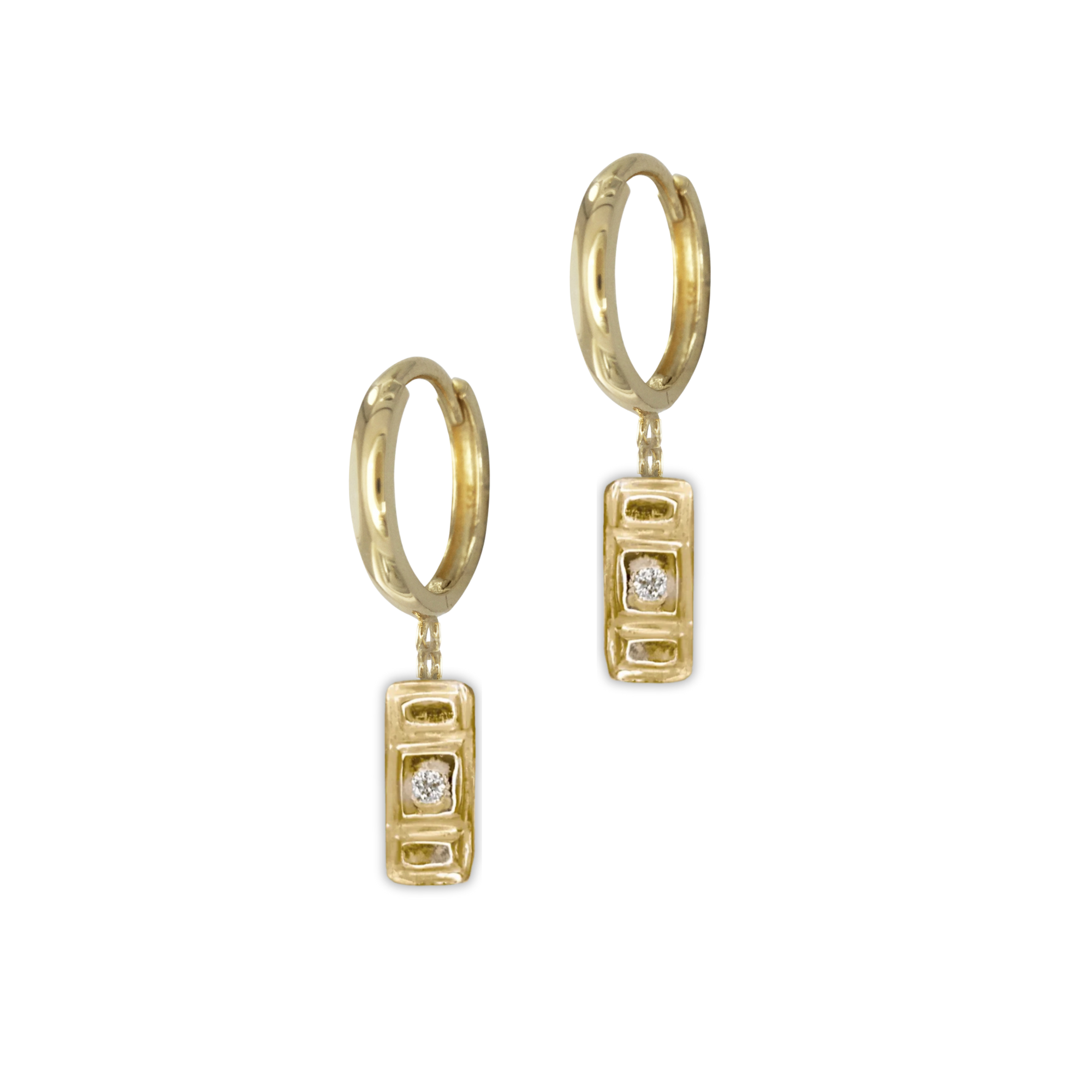 Petite Diamond Rectangle Dangle Earrings