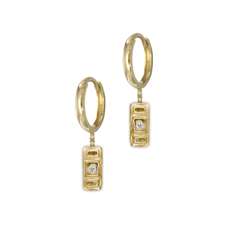 Petite Diamond Rectangle Dangle Earrings