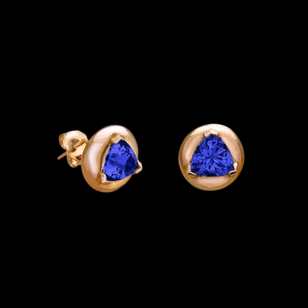 Blue Sapphire Solitaire Earrings - Corvo Jewelry By Lily Raven - 14k Gold Jewelry