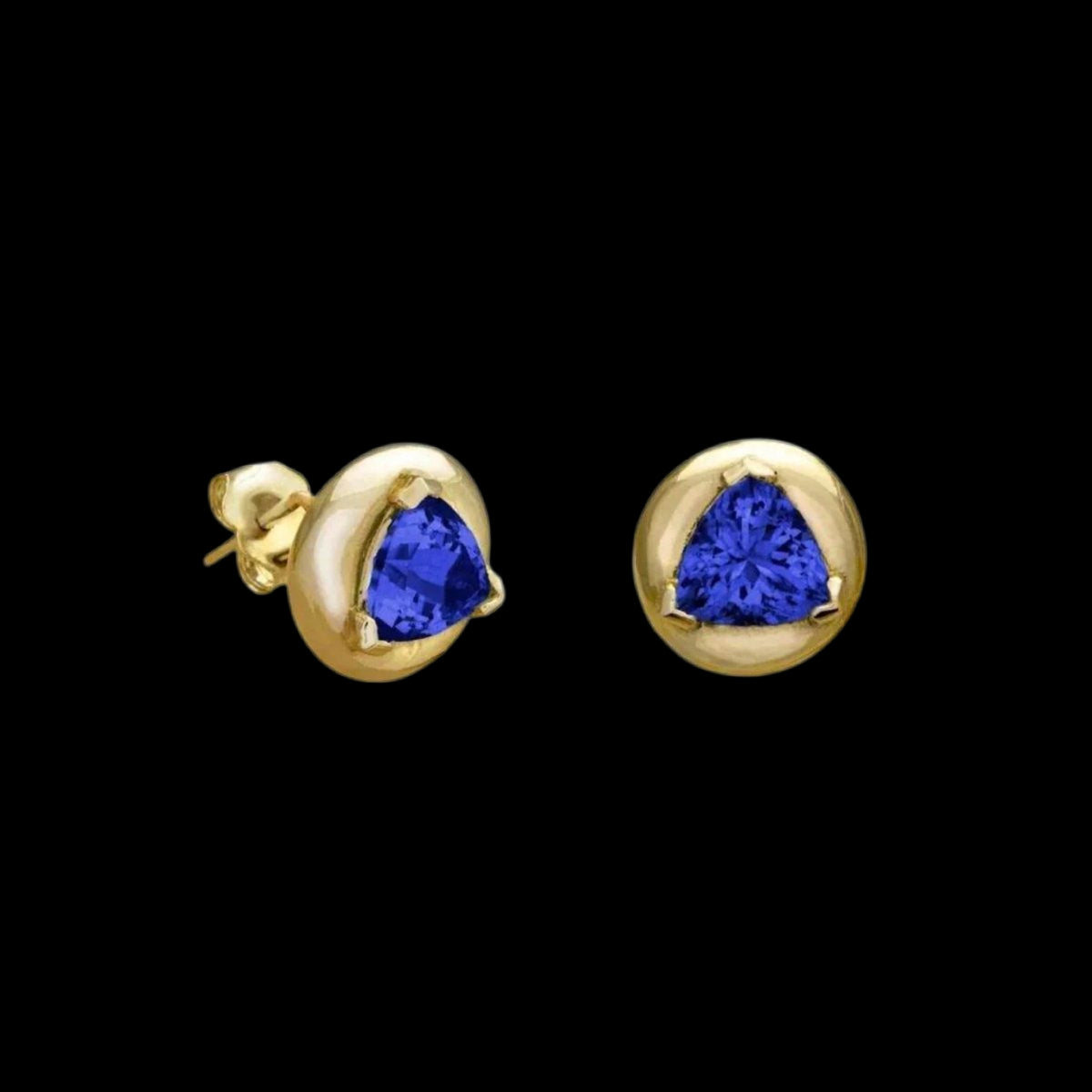 Blue Sapphire Solitaire Earrings - Corvo Jewelry By Lily Raven - 14k Gold Jewelry