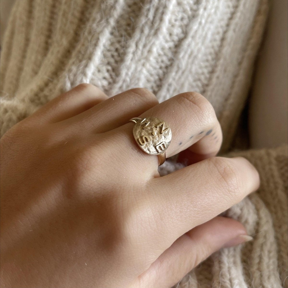 Compass Coin Ring - Corvo Jewelry By Lily Raven - 14k Gold Jewelry