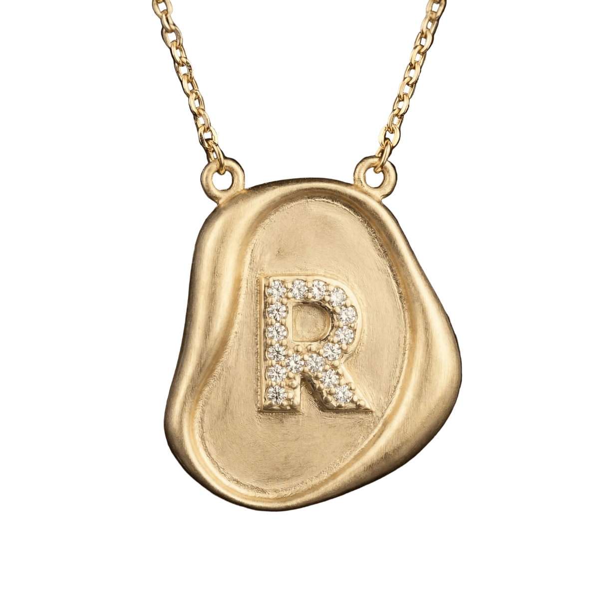 14k gold Necklaces - Abstract Wax Seal Initial Pendant - Corvo Jewelry by Lily Raven