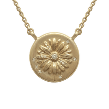 14k gold - April Birth Flower Daisy Diamond Coin Necklace - Corvo Jewelry by Lily Raven