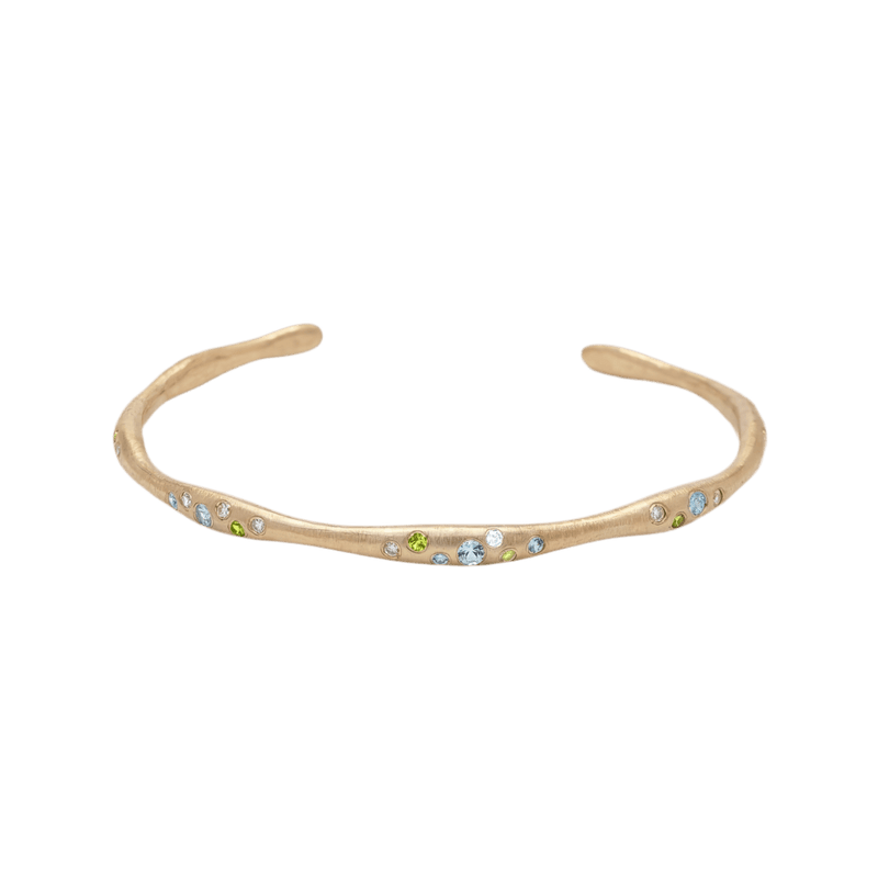 14k gold Bracelet - Colorful Conduit Cuff Bracelet - Corvo Jewelry by Lily Raven
