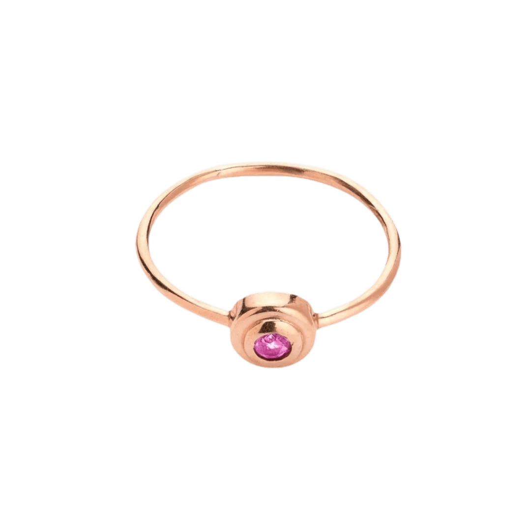 14k gold Rings - Concentric Circles Pink Sapphire Ring - Corvo Jewelry by Lily Raven