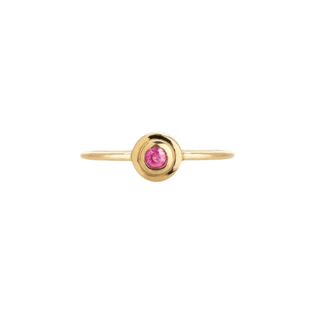 14k gold Rings - Concentric Circles Pink Sapphire Ring - Corvo Jewelry by Lily Raven