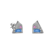 14k gold Earrings - Corvus Aquamarine and Pink Sapphire Earrings - Corvo Jewelry by Lily Raven