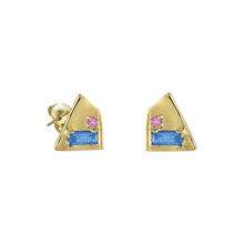 14k gold Earrings - Corvus Aquamarine and Pink Sapphire Earrings - Corvo Jewelry by Lily Raven