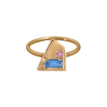 14k gold Rings - Corvus Aquamarine and Pink Sapphire Ring - Corvo Jewelry by Lily Raven