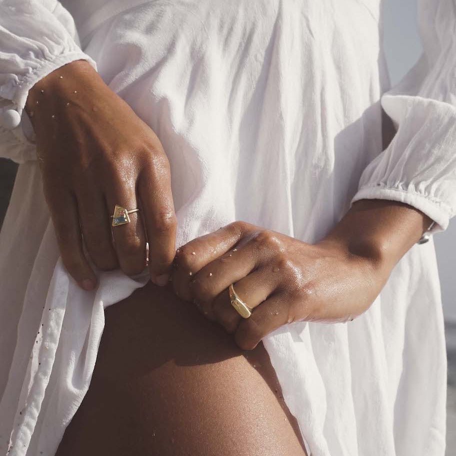 14k gold Rings - Corvus Aquamarine and Pink Sapphire Ring - Corvo Jewelry by Lily Raven