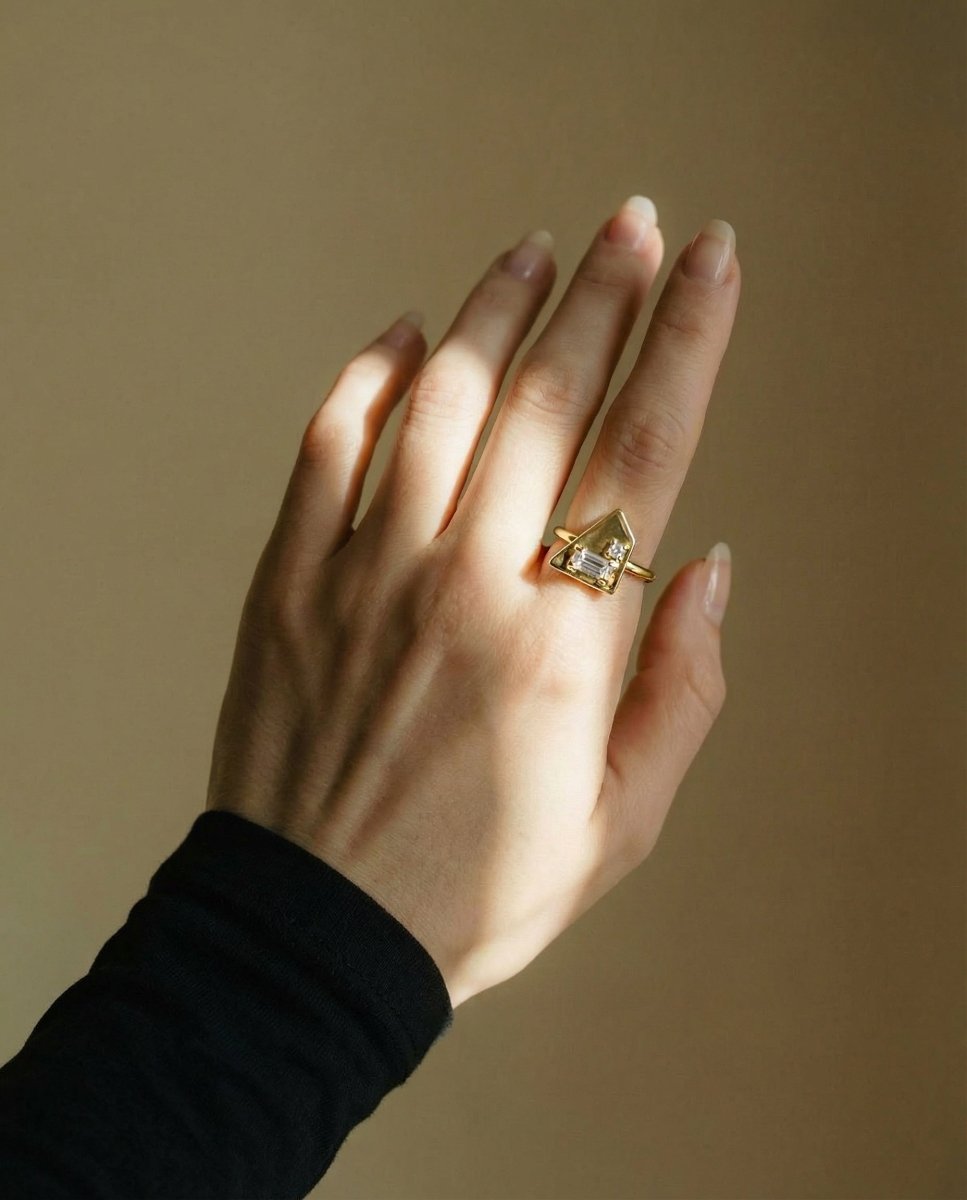 14k gold Rings - Corvus Diamond Ring - Corvo Jewelry by Lily Raven