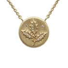 14k gold - December Birth Flower Holly Diamond Coin Necklace - Corvo Jewelry by Lily Raven