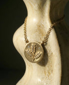 14k gold - December Birth Flower Holly Diamond Coin Necklace - Corvo Jewelry by Lily Raven