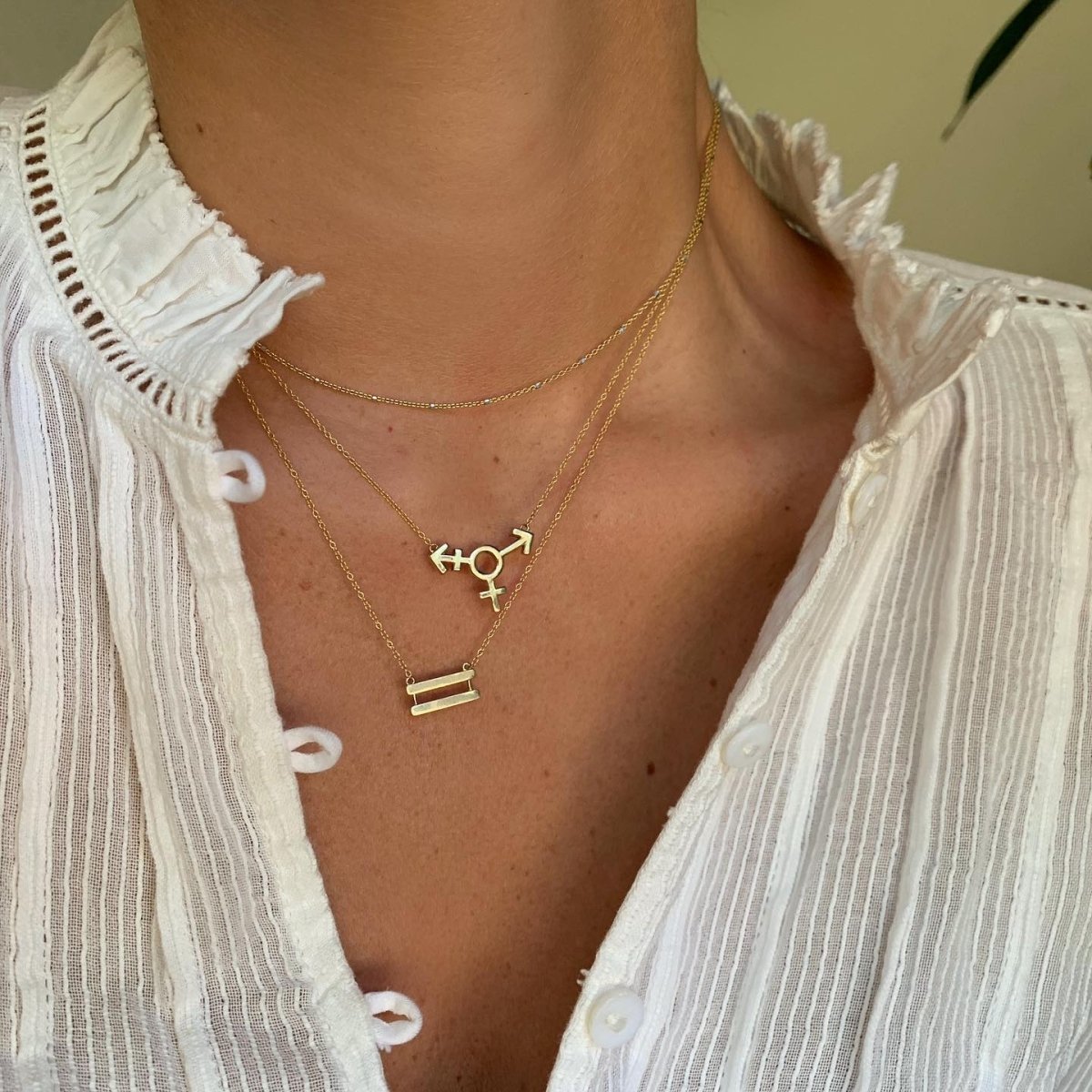 14k gold Necklace - Equality Symbol Necklace - Corvo Jewelry by Lily Raven