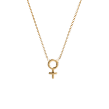 14k gold Necklace - Female Venus Symbol Necklace - Corvo Jewelry by Lily Raven