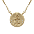 14k gold - July Birth Flower Larkspur Diamond Coin Necklace - Corvo Jewelry by Lily Raven