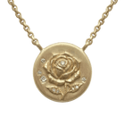 14k gold - June Birth Flower Rose Diamond Coin Necklace - Corvo Jewelry by Lily Raven