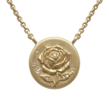 14k gold - June Birth Flower Rose Diamond Coin Necklace - Corvo Jewelry by Lily Raven