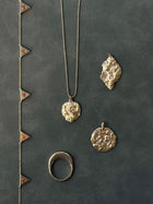 14k gold Necklaces - Large Round Terrain Coin - Corvo Jewelry by Lily Raven