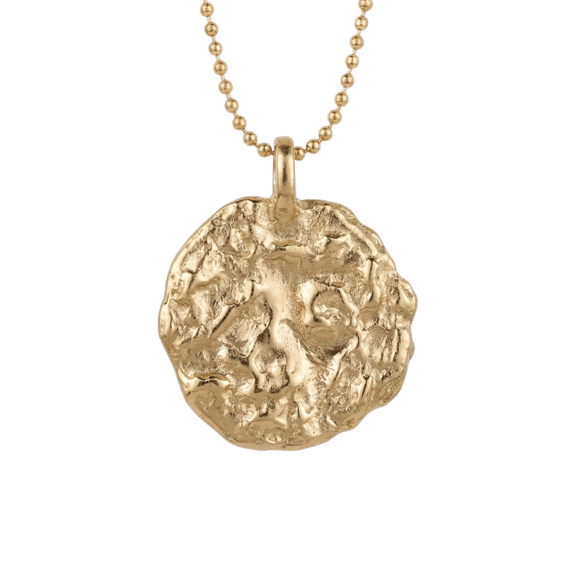 14k gold Necklaces - Large Round Terrain Coin - Corvo Jewelry by Lily Raven