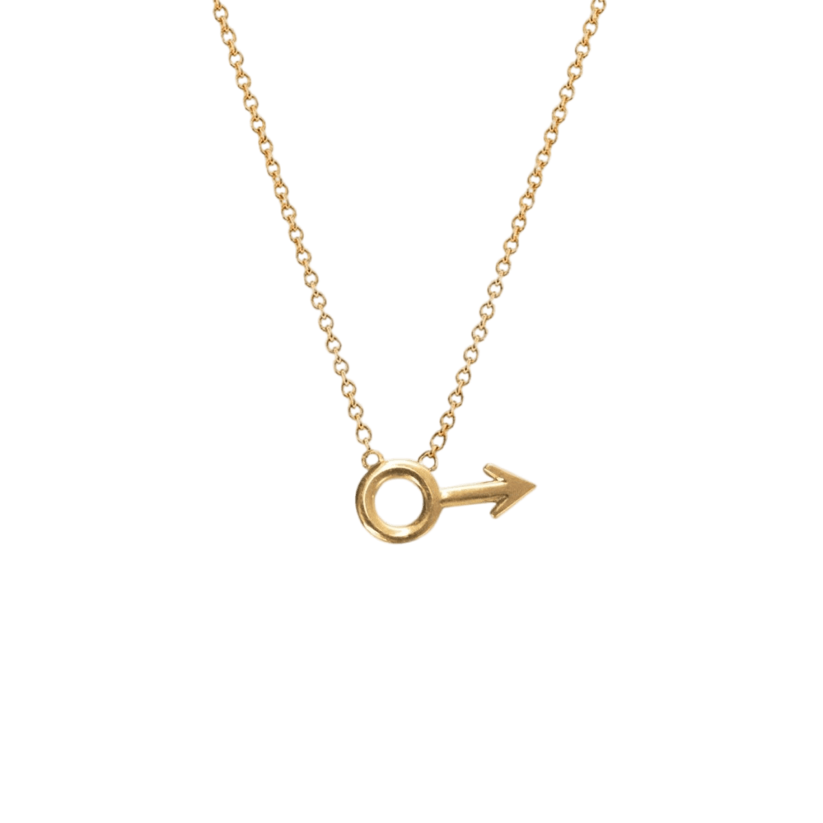 14k gold Necklace - Male Mars Symbol Necklace - Corvo Jewelry by Lily Raven