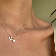 14k gold Necklace - Male Mars Symbol Necklace - Corvo Jewelry by Lily Raven