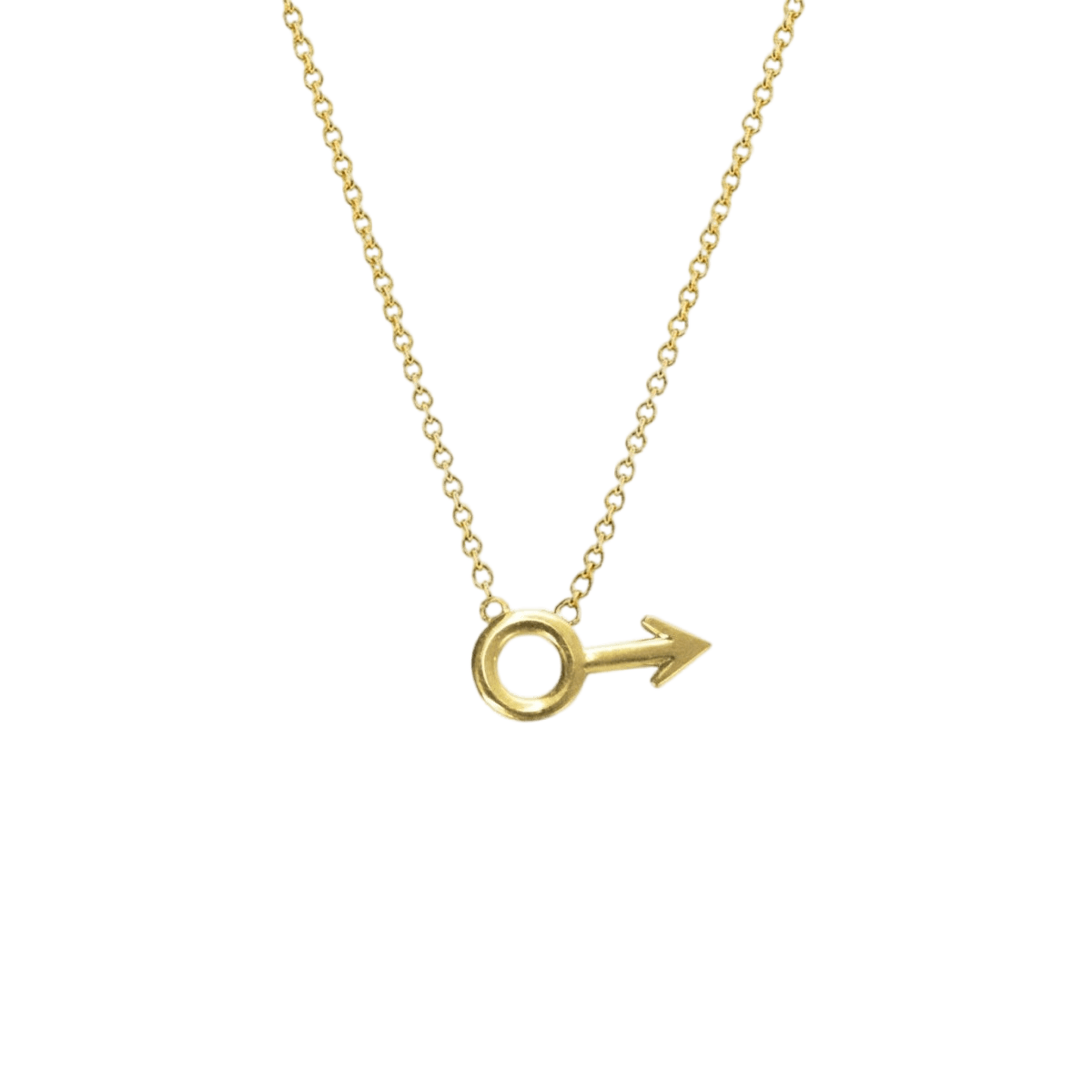 14k gold Necklace - Male Mars Symbol Necklace - Corvo Jewelry by Lily Raven