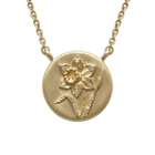 14k gold - March Birth Flower Daffodil Diamond Coin Necklace - Corvo Jewelry by Lily Raven