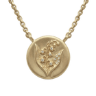 14k gold - May Birth Flower Lily of the Valley Diamond Coin Necklace - Corvo Jewelry by Lily Raven
