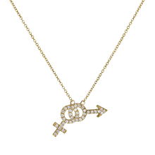14k gold Necklace - Pavé Bisexual Symbol Necklace - Corvo Jewelry by Lily Raven